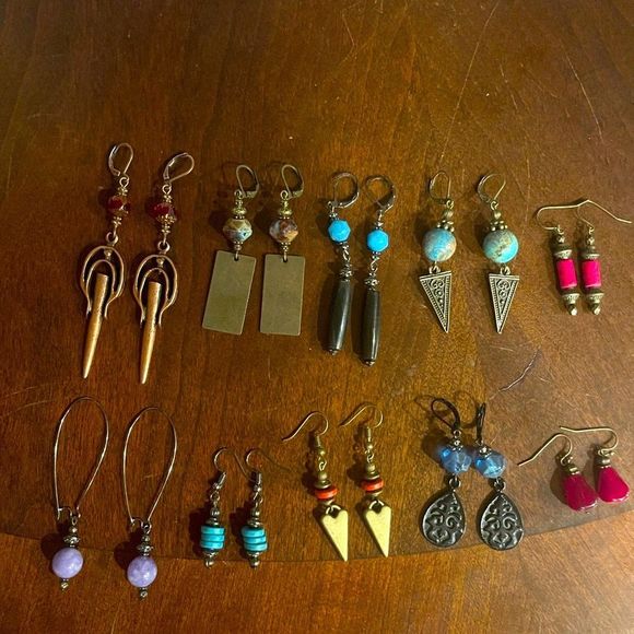 Earring Lot 10 Pair Hand Crafted Artisan Earrings Bohemian Earrings NEW # 189 - Picture 5 of 6